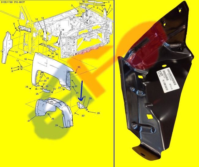 AUTOFiT Inc. BRACKET 1418 RH FT (INNER FENDER) 1500/1519 2500/3500 HD